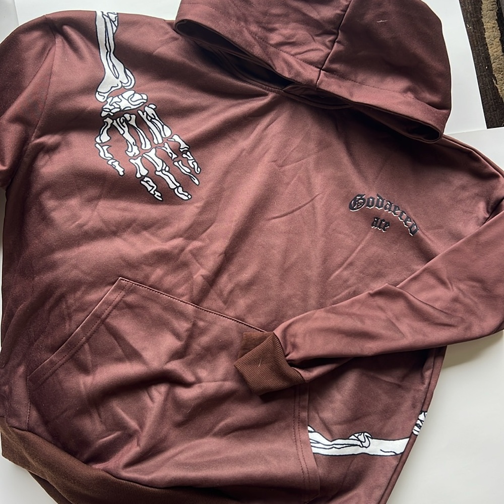Brown Hoodie with Skeleton Print - Picture 2 of 5